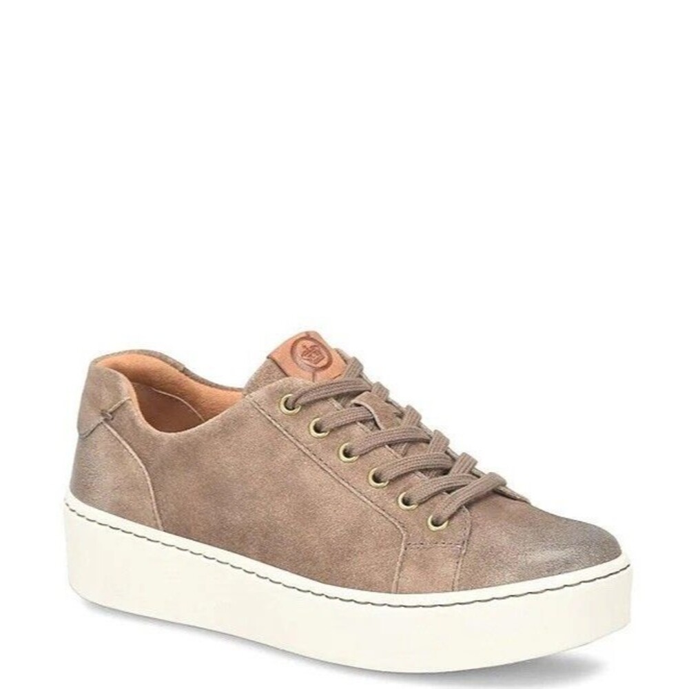 Born Distressed Mira Natural Suede Sneaker US Womens Size 9 Taupe Tennis Shoe